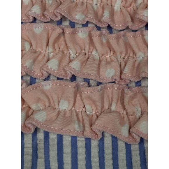 Ruffle Butts Blue and Pink Striped Kids Swim One Piece - Picture 6 of 7